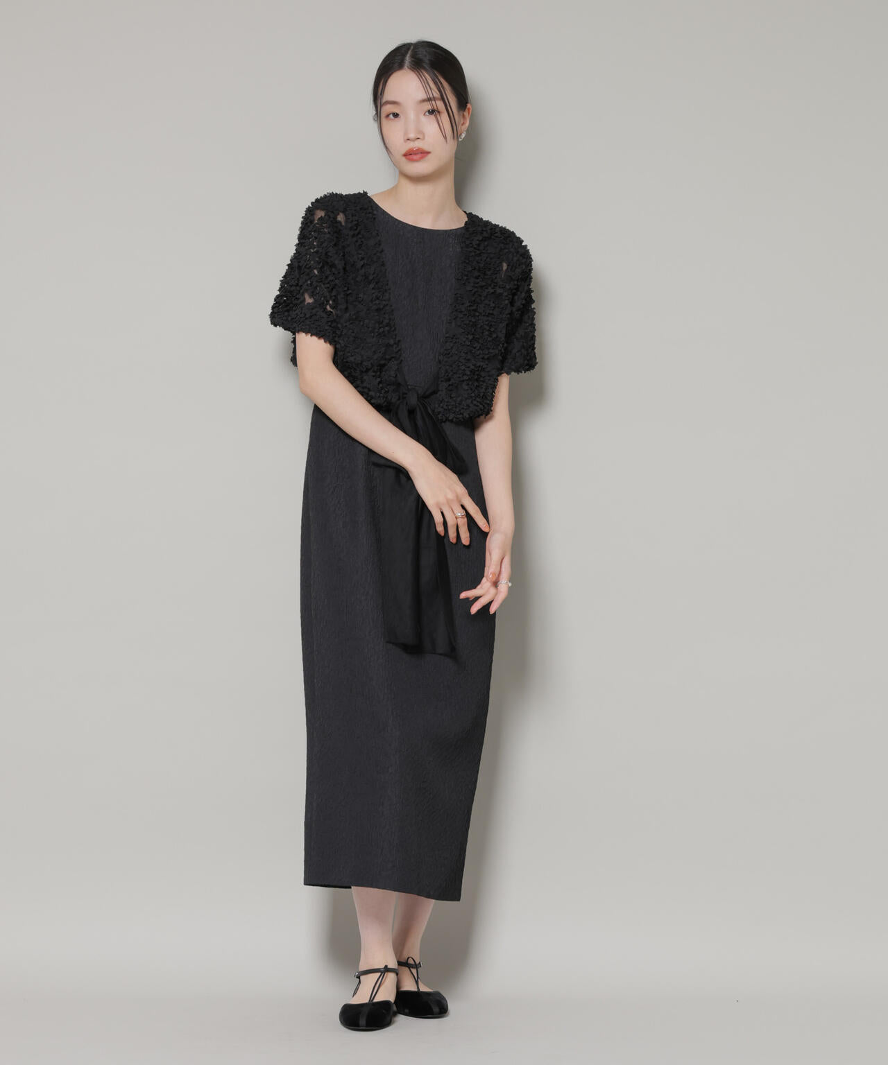 kaene/デザインリボンボレロセットドレス