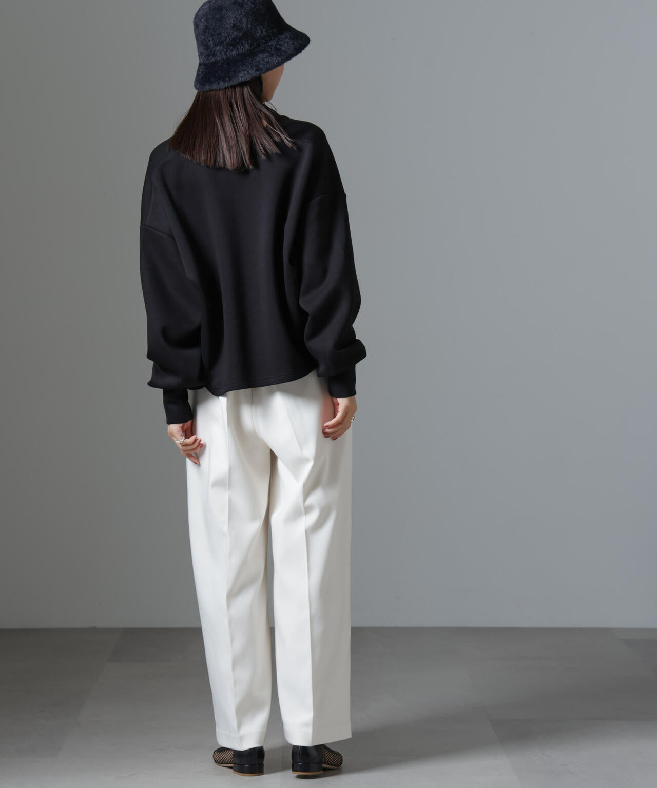 裏起毛 ダンボールカット キーネック トップス（ セットアップ 可）