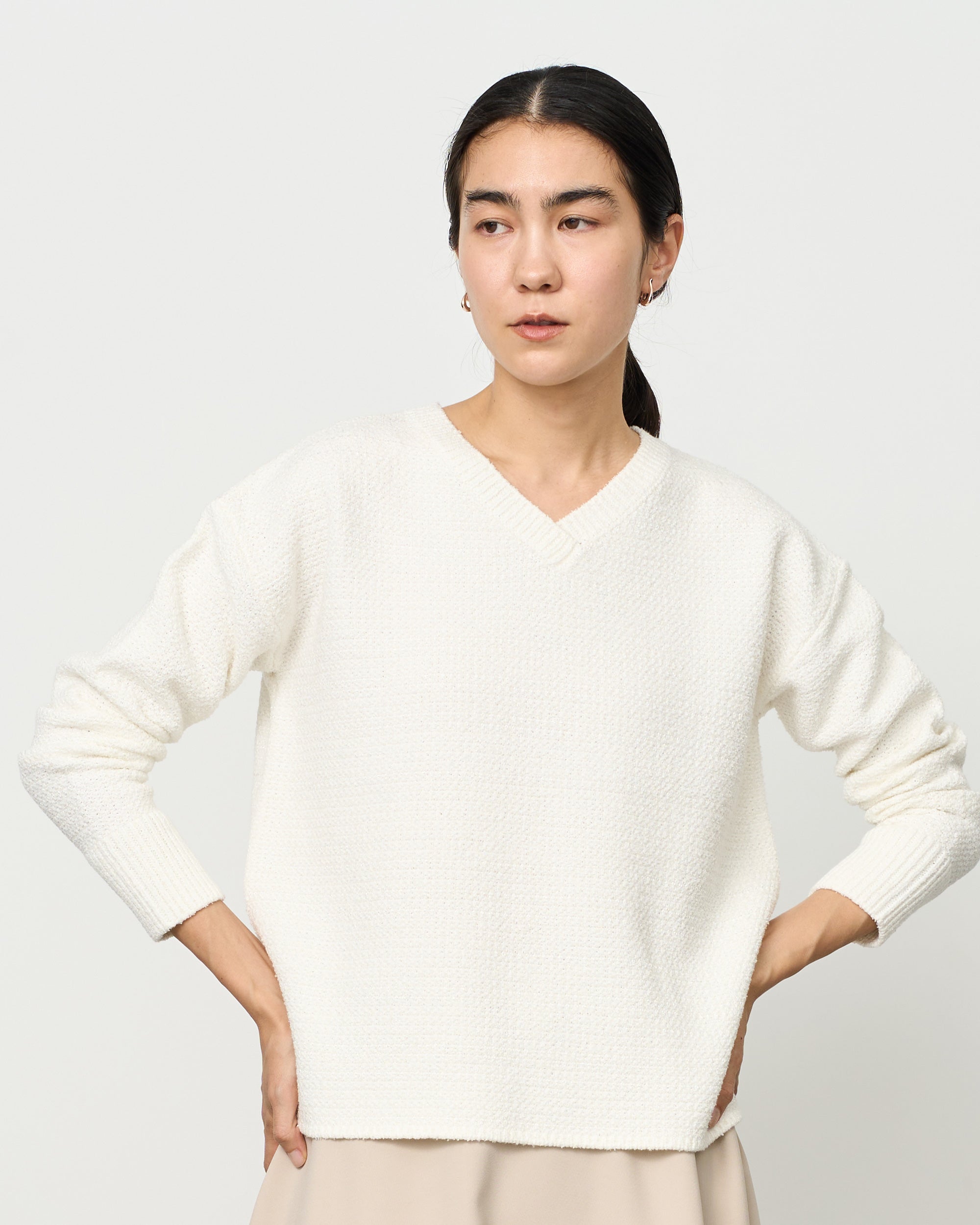 鹿の子Vネックニットプルオーバー- SOÉJU online store｜上質な大人の