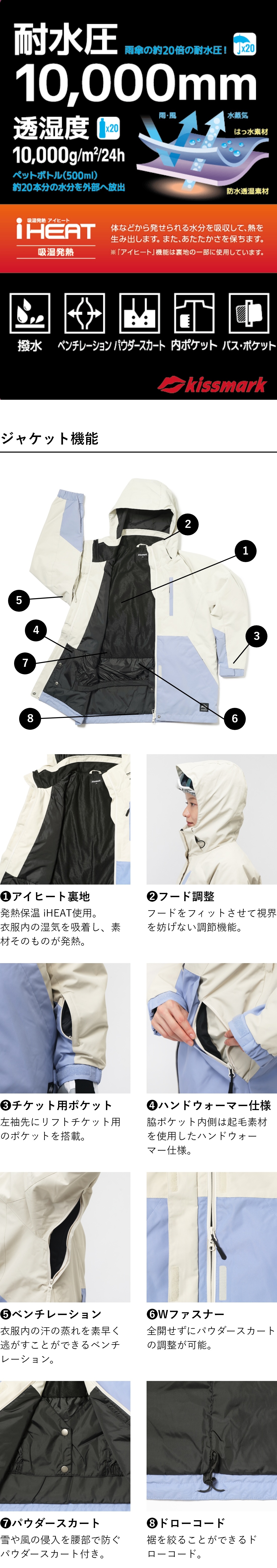 キスマーク レディース スノーボード ジャケット パンツ レディス
