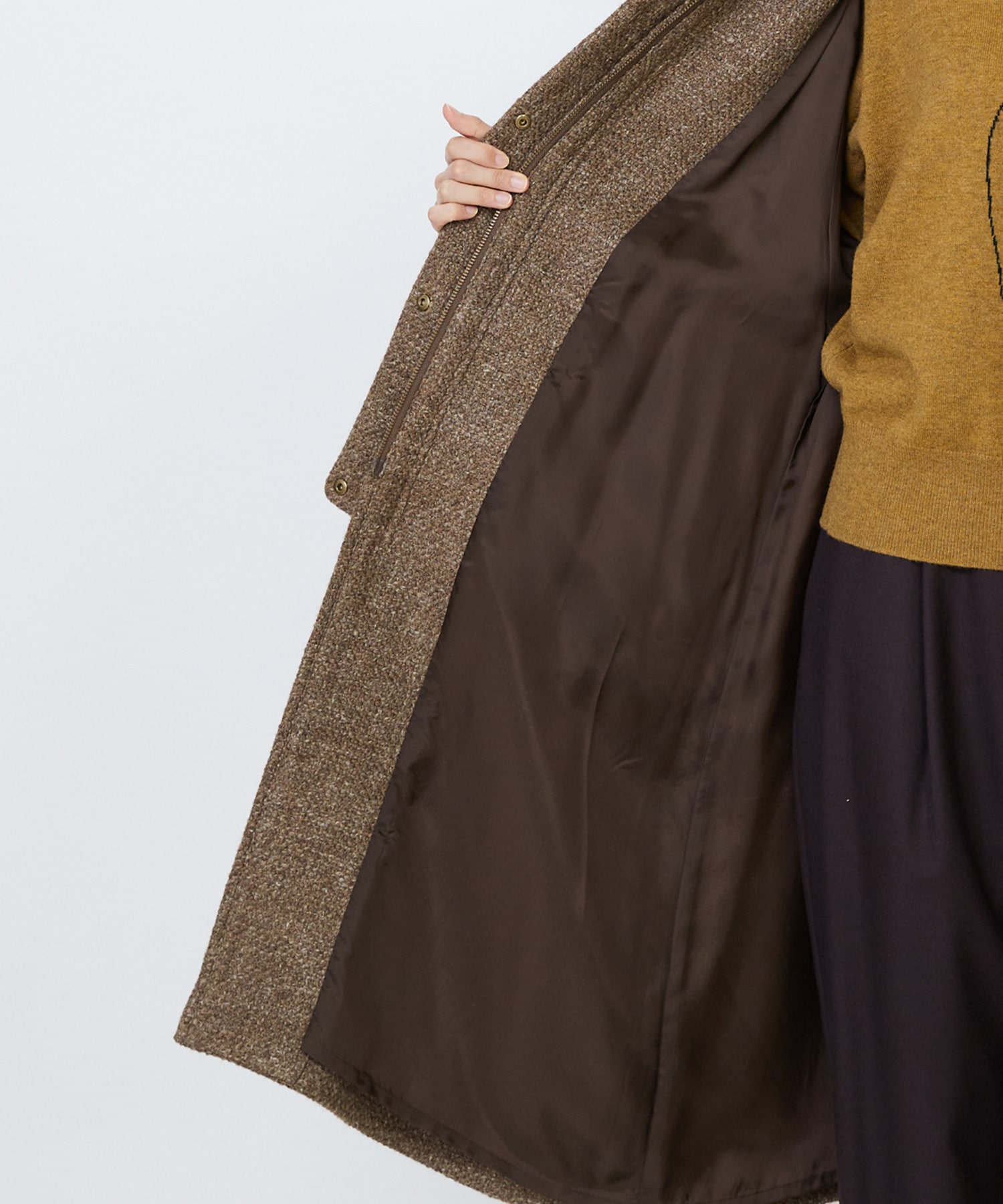 リネンウールツイードステンカラーコート｜BIGI online store - ビギ