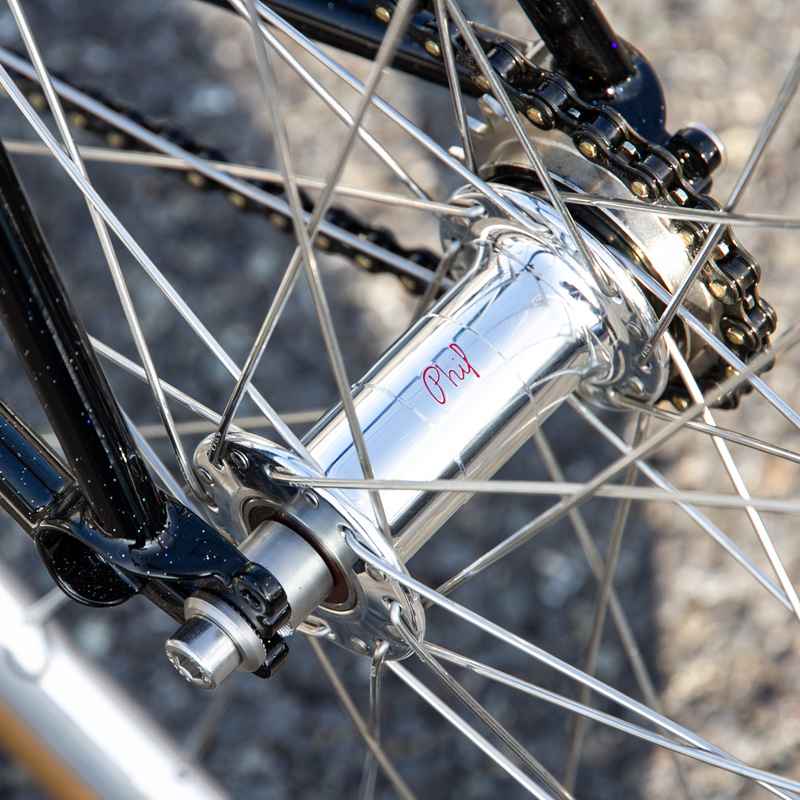 PHILWOOD* low flange track hub rear (silver/double cog) - BLUE LUG