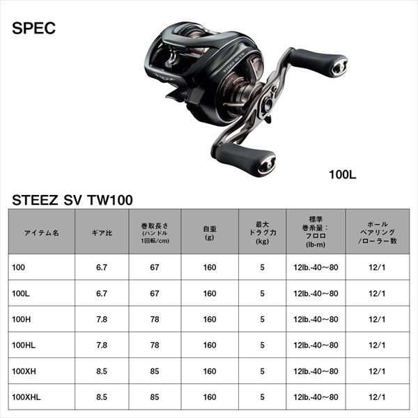 ダイワ ベイトリール 24スティーズ SV TW 100HL(左)(100HL): リール