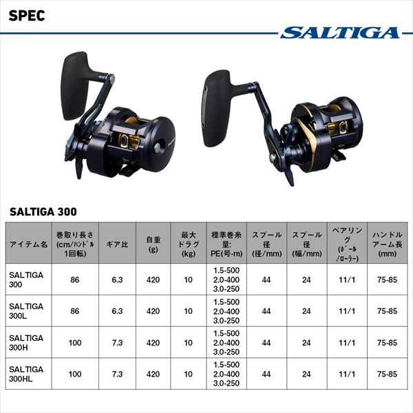 ダイワ ベイトリール 25ソルティガ 300H(右)(SALTIGA 300H): リール