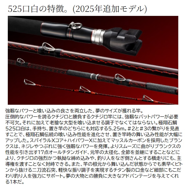 シマノ 石鯛竿 24極翔 石鯛 525 口白【大型商品】: 竿｜釣具の通販なら