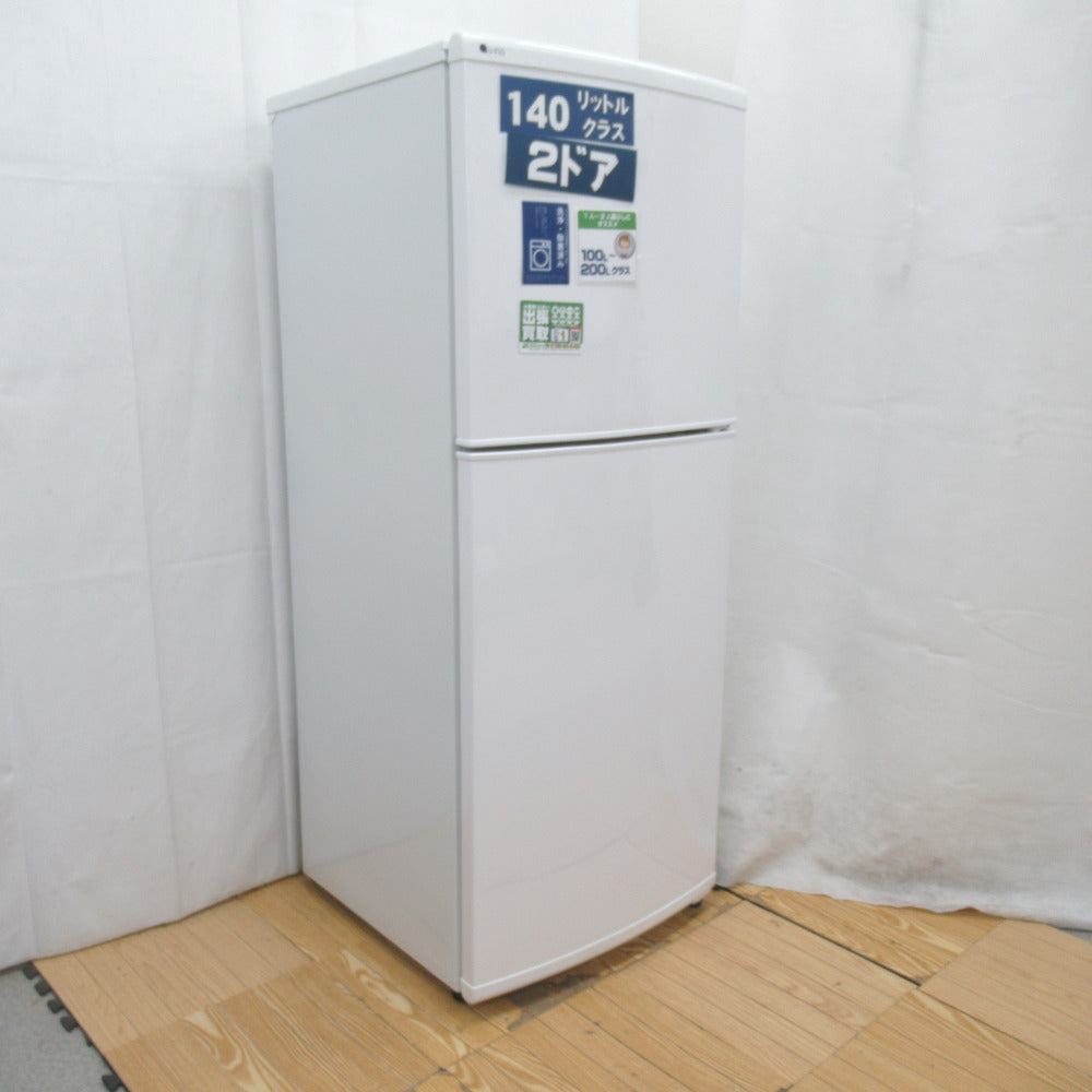 823 ユーイング 140L 2ドア冷蔵庫 ホワイト ファン式 自動霜取り 単身