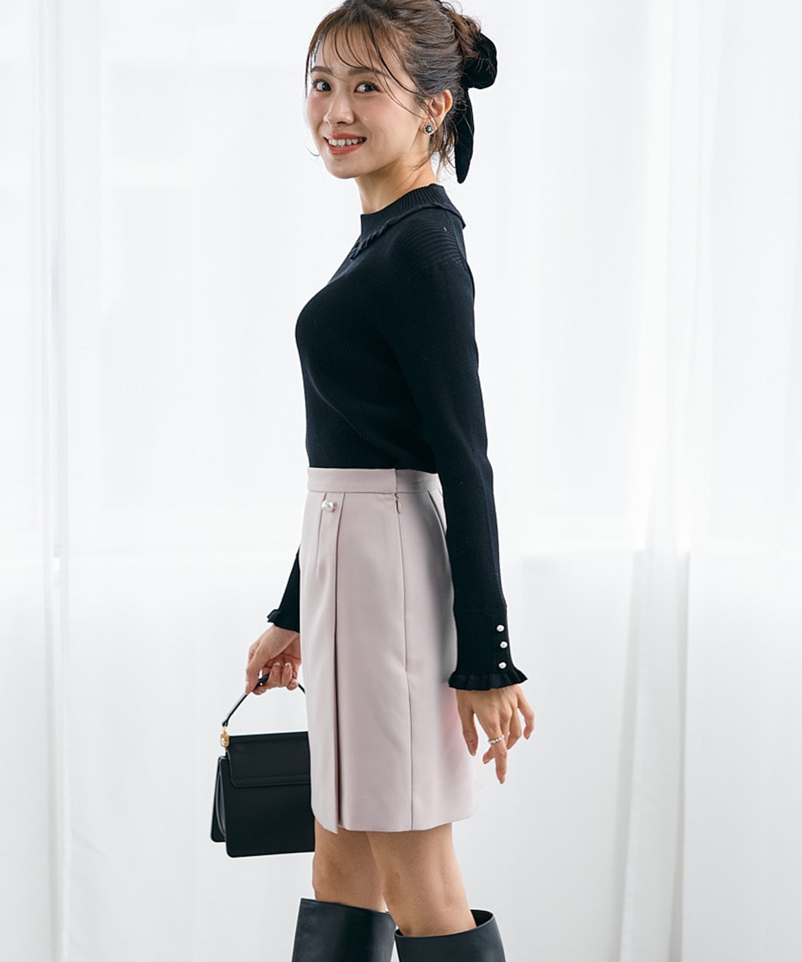 曽田茉莉江コラボ》パールボタン巻きミニスカート｜Maglie le cassetto