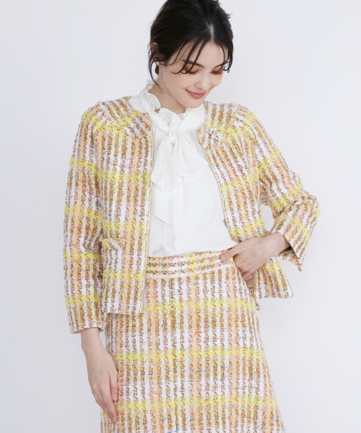 M Maglie le cassetto》コットンキャンディーツイードジャケット｜M