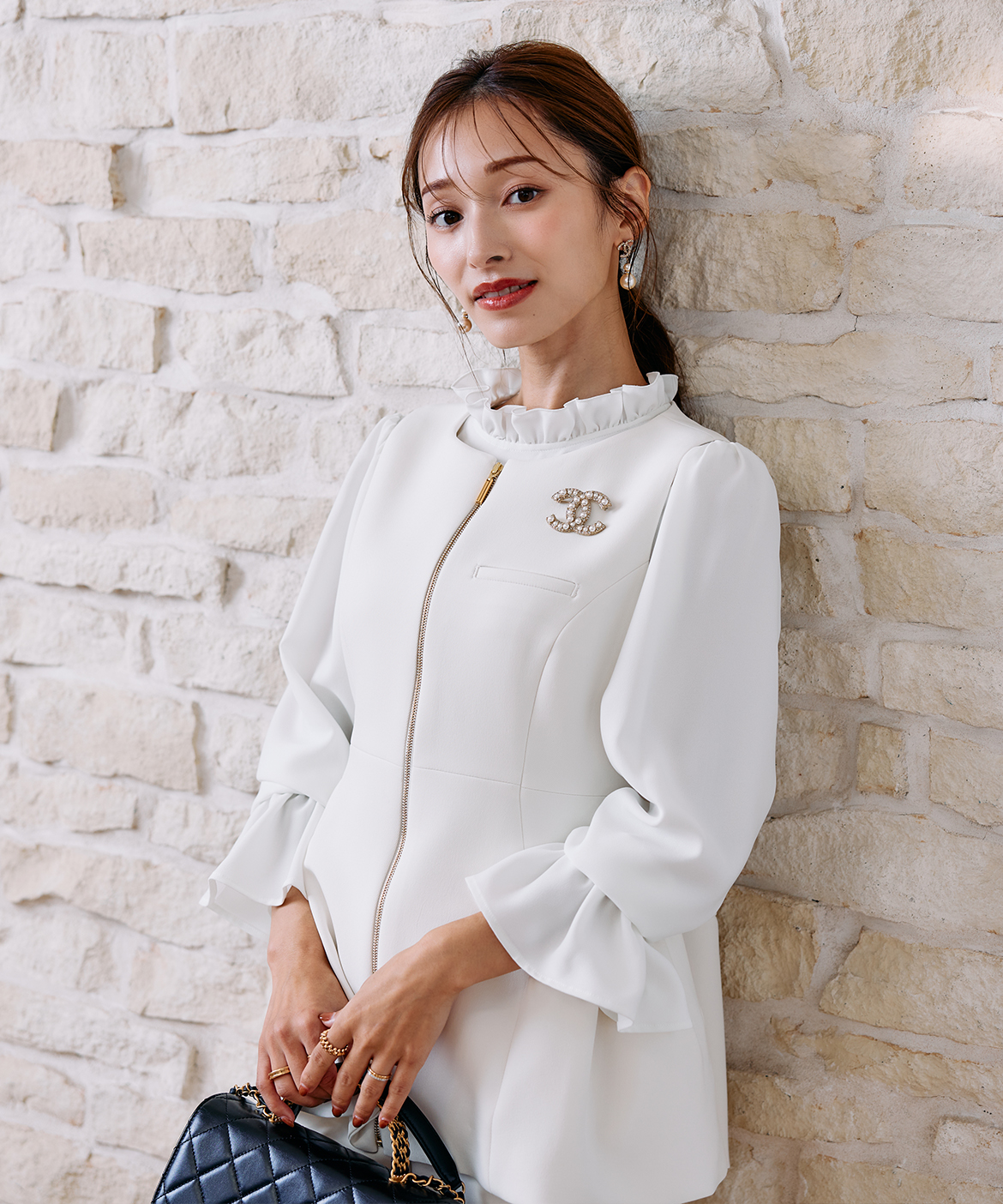 M Maglie le cassetto×吉田理紗》華やかちび衿フリルブラウス｜M