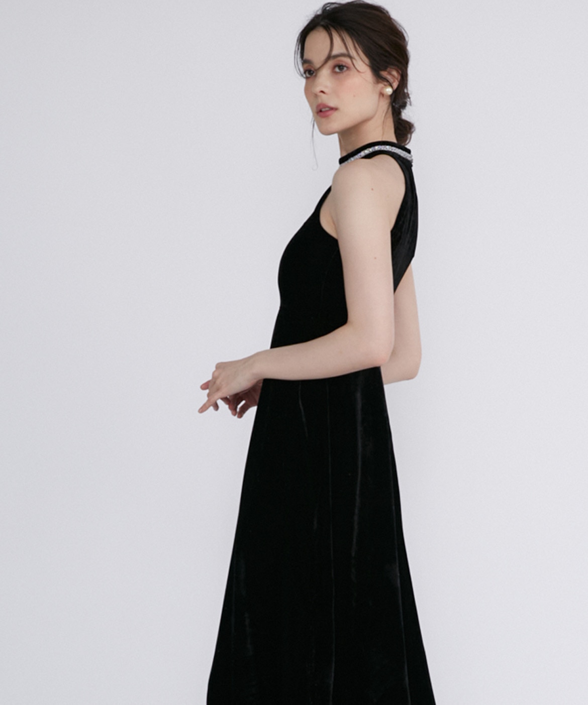 M Maglie le cassetto》ラメベルベットホルタードレス｜M Maglie le