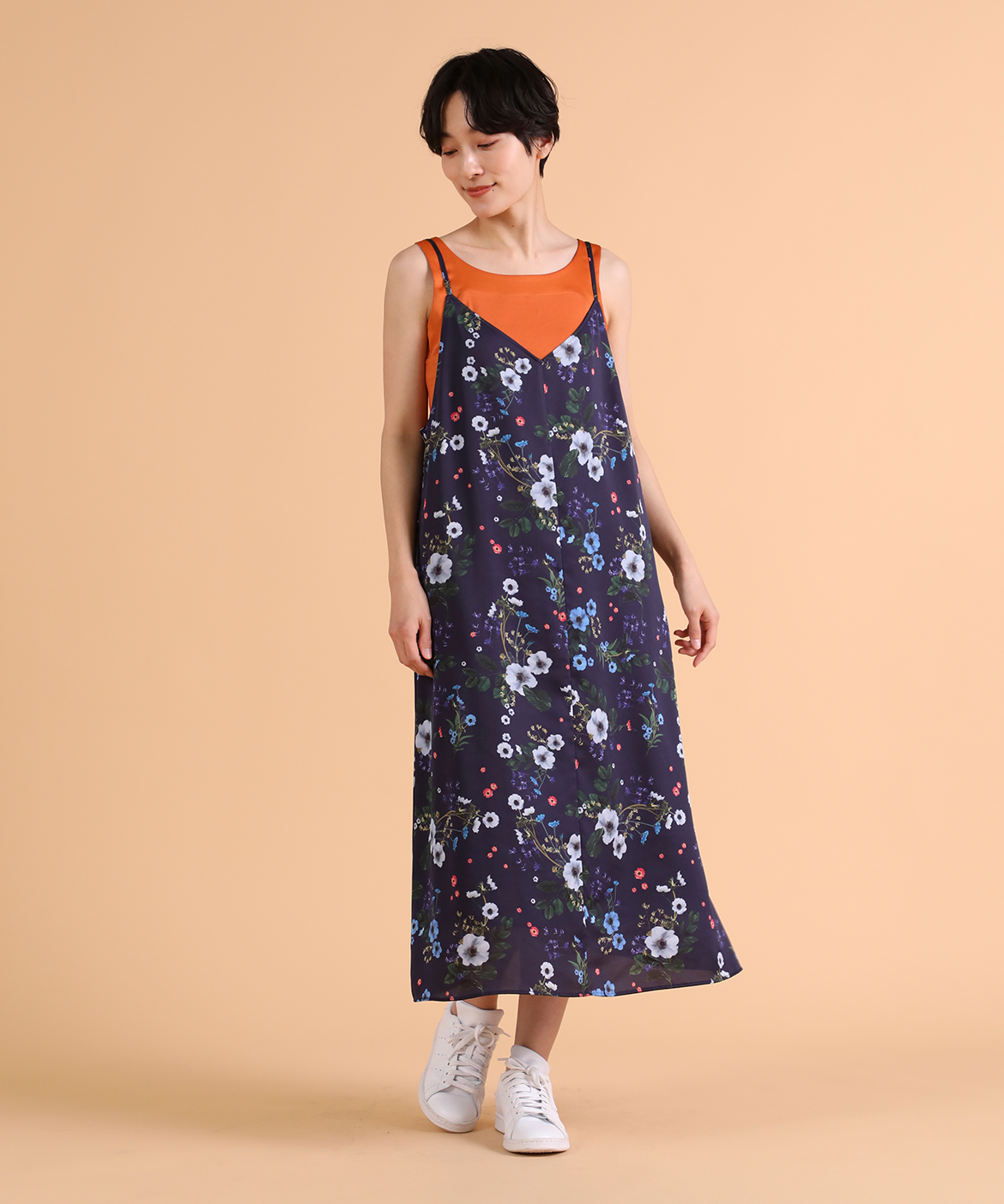 サテン切り替えタンクトップ《スビン綿MIXフライス》｜DAY by DAY It's