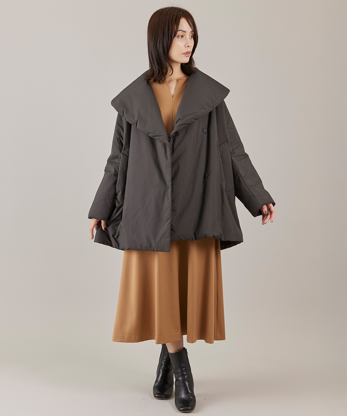 ショールカラーミドル丈中綿コート《LIMONTA EAST》｜INED（イネド