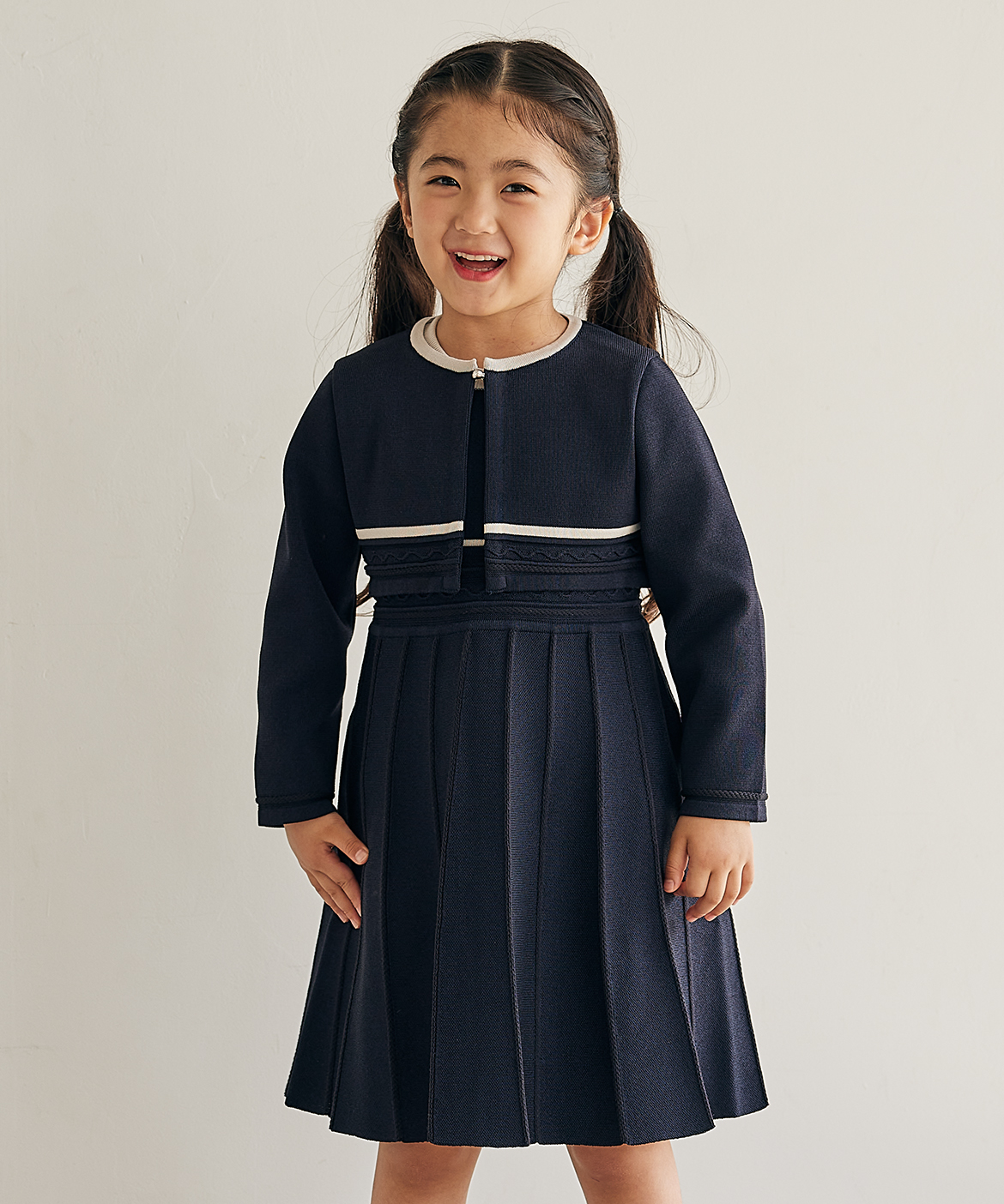 M Maglie le cassetto fiorelino》バイカラーカーディガン《Kids》｜M