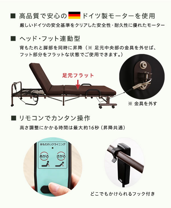 折りたたみ電動リクライニングベッド 【KLAPP】クラップ｜激安