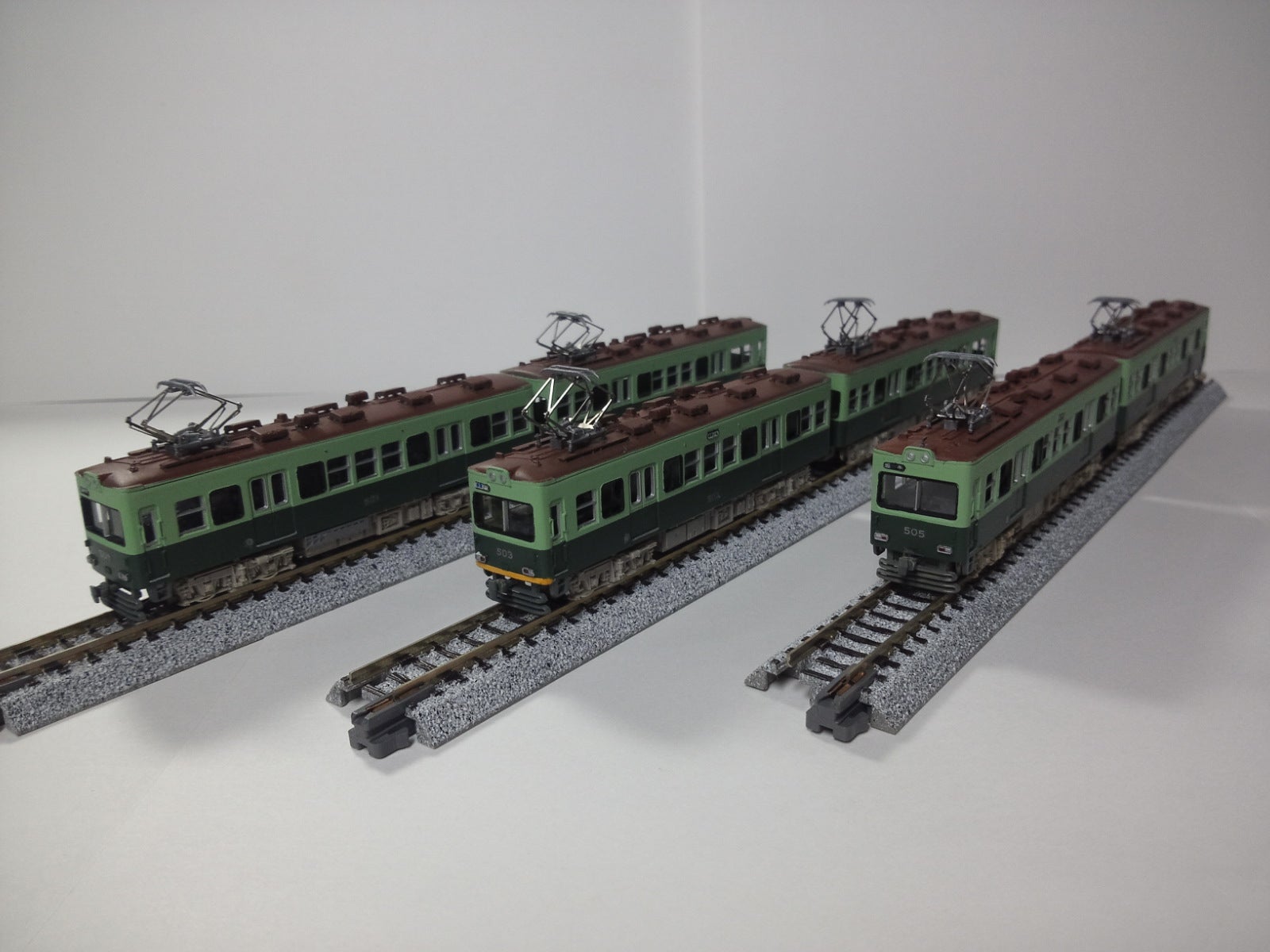 赤と緑と淡い海・その3（京阪京津線の車輌群＠グリーンマックス 500