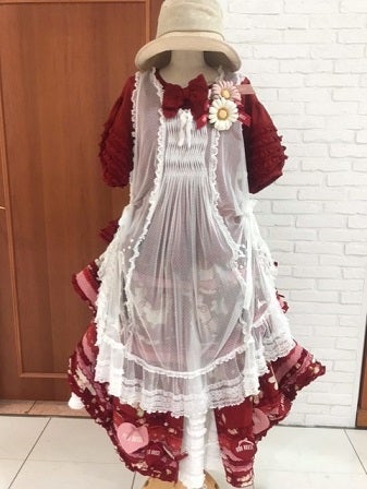 PINK HOUSE ピンクハウス ドットチュールタブリエ エプロン ボルドー