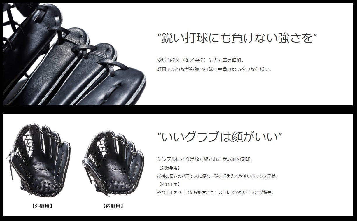 ミズノプロ】イチロー氏監修モデル［A51］シリーズの外野手用グラブが