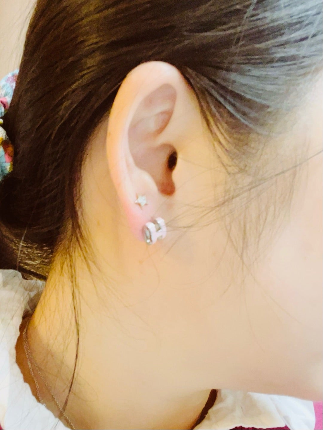 エルメス ポップアッシュミニ ローズドラジェ ×シルバー ピアス(片耳