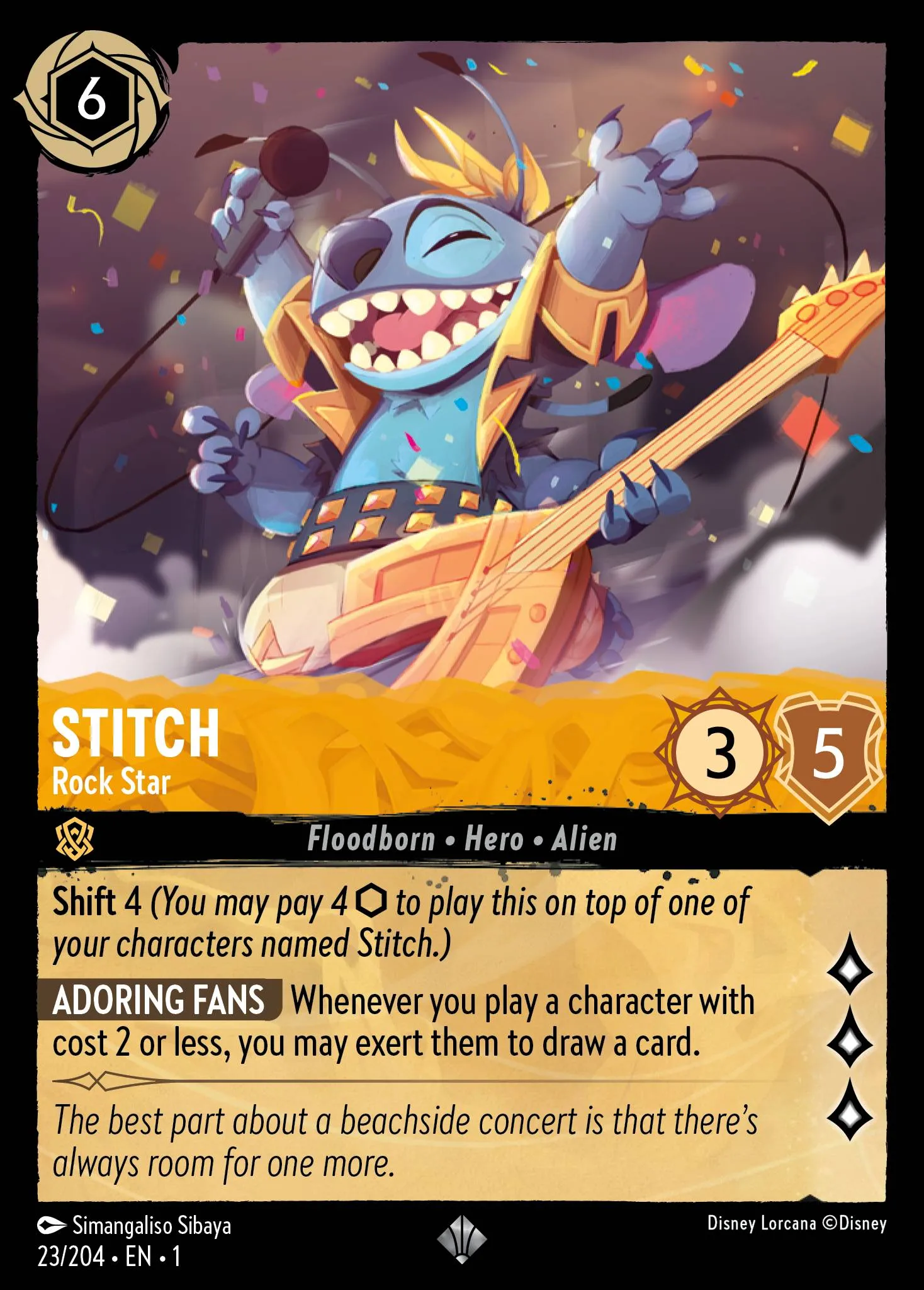 001-023 Stitch - Rock Star Lorcana Card | Disney Lorcana