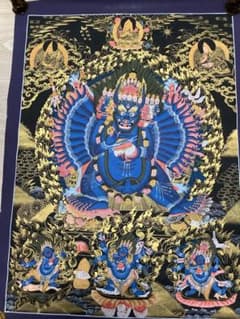 チベット密教 新品 》 ヤマーンタカ タンカ 曼荼羅 手描き 1点物