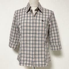 BURBERRY バーバリー 七分袖 ノバチェック ロゴ 刺繍 シャツ 38 M