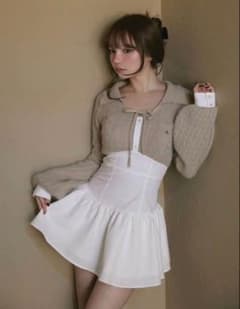 andmary Tess blouse mini dress beige - メルカリ