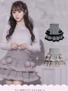 pium ファー付きティアードミニスカート グレーチェック - メルカリ