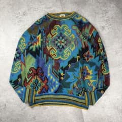 フィッチェウォーモ Ficce 総柄 ニット ドン小西 80s 90s刺繍ロゴ