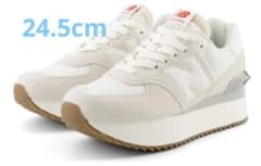 ニューバランス 574+ WL574Z QD B 厚底 スニーカーライトグレー - メルカリ