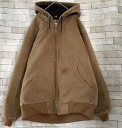 カーハート アクティブジャケット メキシコ製 ダック地 革タグ 茶 L