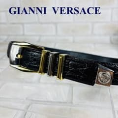 ジャンニヴェルサーチ ベルト メデューサ クロコ型押し 3連 金銀コンビ