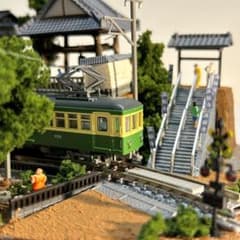 江ノ電 江の島腰越 満福寺と踏み切り 鉄道ジオラマ Nゲージ 展示台