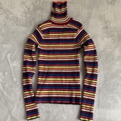 カラフルストライプタートルネックニット - メルカリ