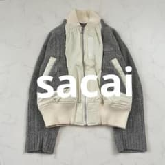 希少 sacai サカイ ウール切替ボンバージャケット ジップアップ サイズ
