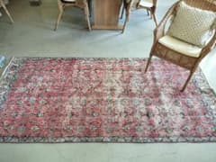 大判/シャビーレッドのサークルフラワー柄 ヴィンテージトルコラグNo