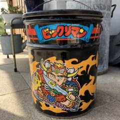 昭和レトロ ビックリマン ペール缶 バケツ ブリキ缶 クッション付き