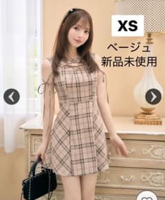フロントオープンチェックミニワンピXS♡完売品♡ミシェルマカロン