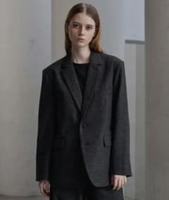 CLEL】 ウールブレンド ヘリンボーンツイードテーラードジャケット