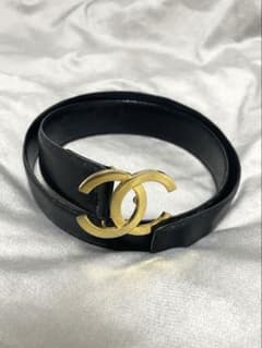 CHANEL ブラックレザーベルト - メルカリ
