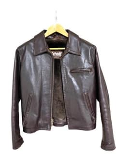 Schott 643EVS 襟付きシングルライダース ダークブラウン サイズ38