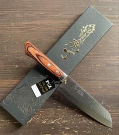 増谷刃物 訓平作 三徳包丁 VG10ステンレス 積層槌目（刻流）口金有