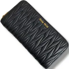 2025年最新】ミュウミュウ長財布マトラッセラウンドファスナー 財布黒