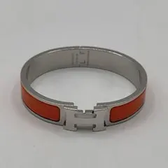 エルメス クイックH ブレスレット バングル オレンジ シルバー 箱付