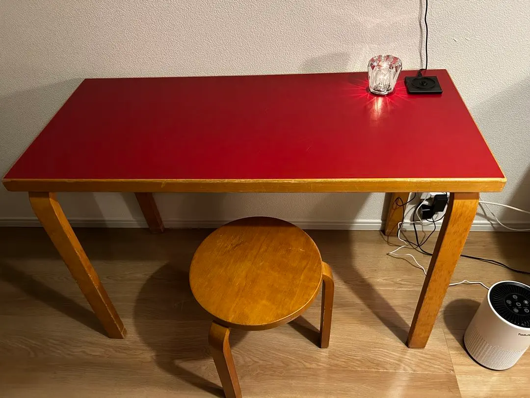 artek アアルトテーブルビンテージ赤リノリウム北欧ウェグナー