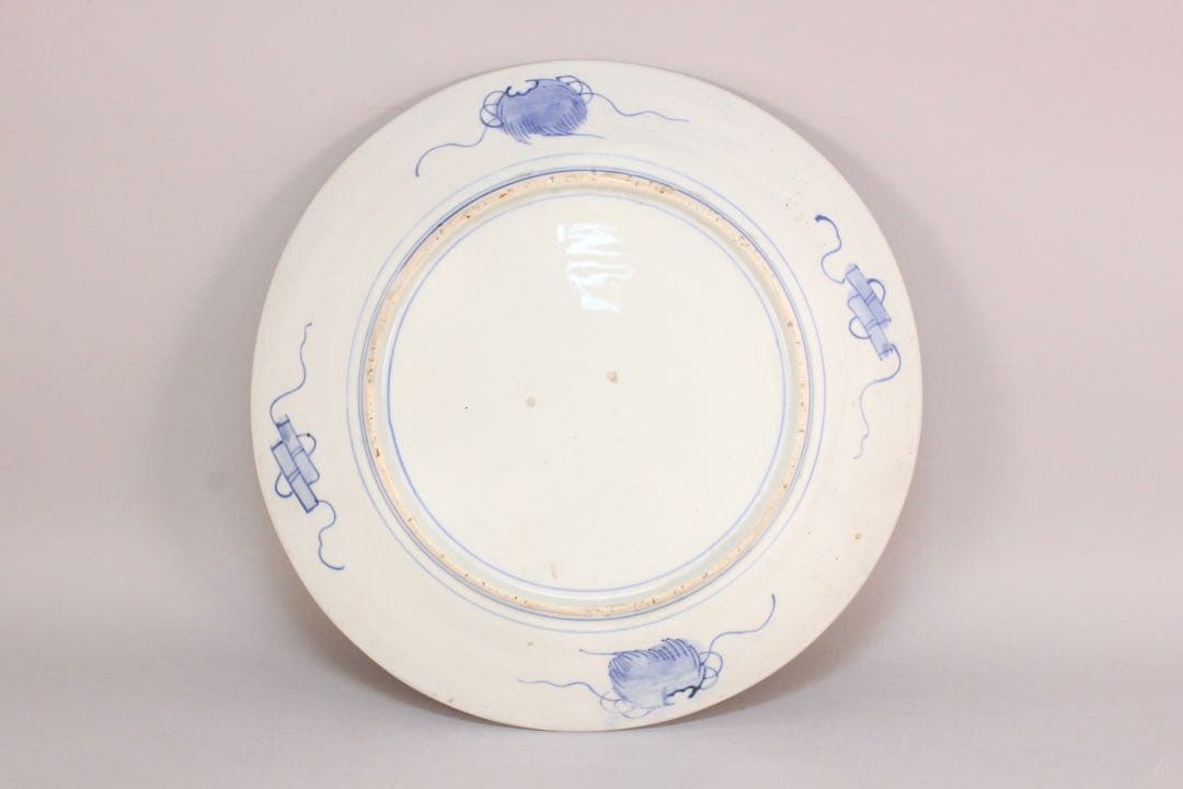 No4436 古伊万里 染錦大皿2点 赤絵 金襴手 鳳凰 花鳥 古美術 送料無料