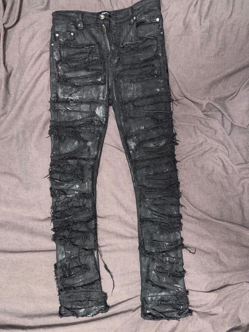 BLACK OF EXIT ワックスデニム デストロイデニム RickOwens BLACK OF EXIT ワックスデニム デストロイデニム RickOwens BLACK OF