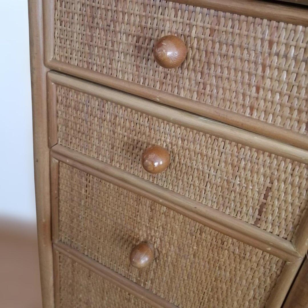 ヴィンテージ 籐ラタン 6段チェスト ラタン レトロ 引き出し 収納