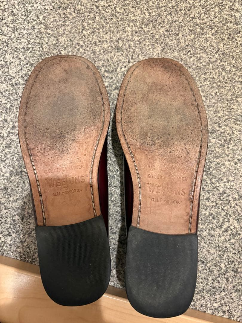 G.H. Bassバーガンディ ローファー 革靴 23.5cm