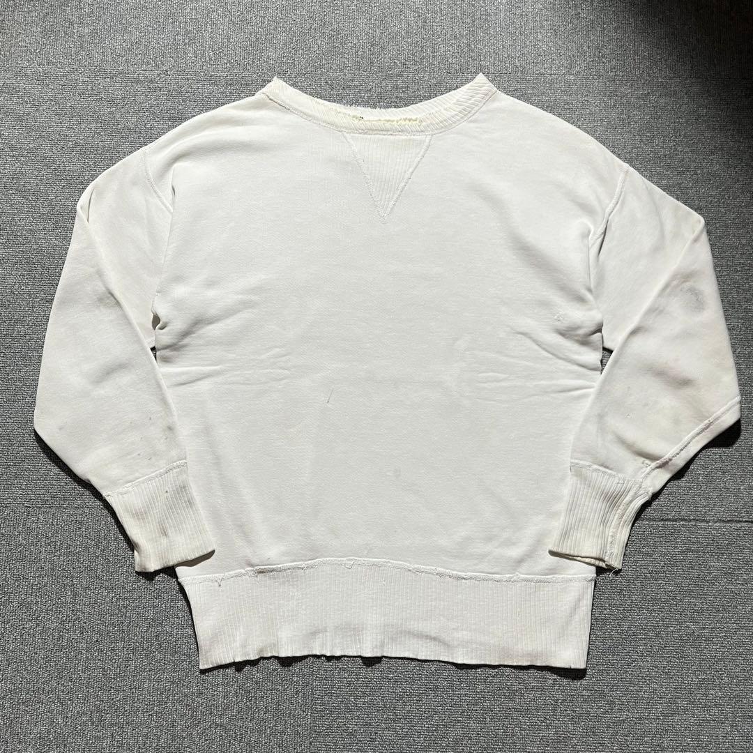 50s ヴィンテージ 前v 針抜き リブ スウェット トレーナー 古着 無地