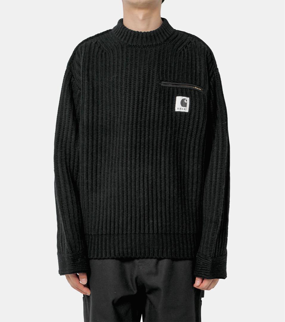 【新品】sacai Carhartt ニット Sacai x Carhartt WIP Knit Detroit Pullover Black Men's - FW23 - US